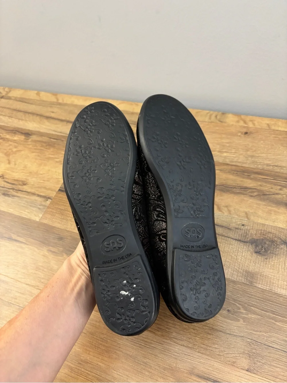 SAS Scenic Ballet Flat Shoes Black Lace Women’s